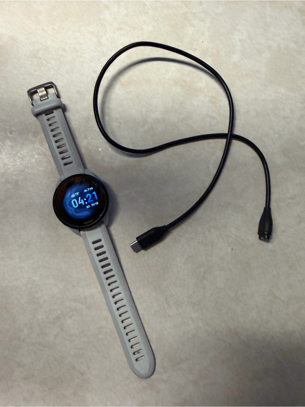 Gray Fitness Smartwatch with Silicone Band and Charger